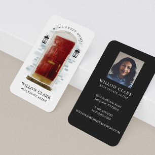 Vorderseite der Red Watercolor Türe Real Anwesen A Visitenkarte