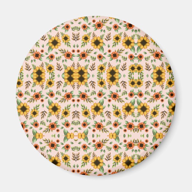 Vorderseite eines runden Knopfes mit farbenfrohem  Magnet (Vorne)