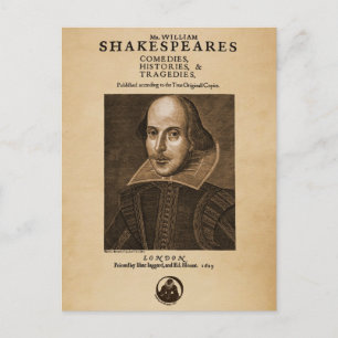 Vorderteil von Shakespeares erster Folio Postkarte