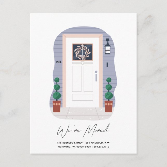 Vordertür mit Hausnummer und Krängungsbewegung Ankündigungspostkarte (Vorderseite)