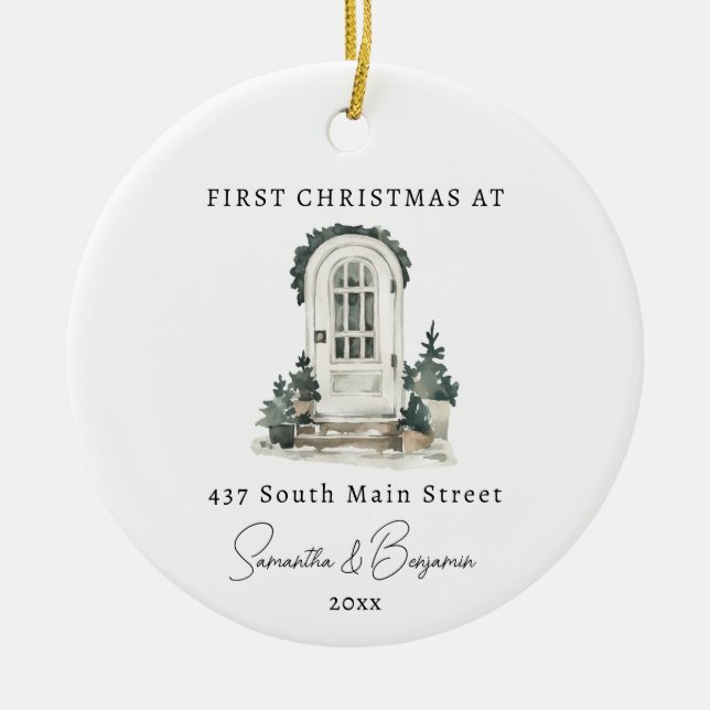 Vordertür Neues Zuhause Weihnachtsgeschenk Keramik Ornament (Vorne)