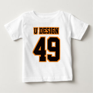 Vorderweißes, schwarzes ORANGE Football Crewneck T Baby T-shirt