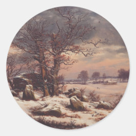 Vordingborg im Winter von J.C. Dahl Fine Art Runder Aufkleber