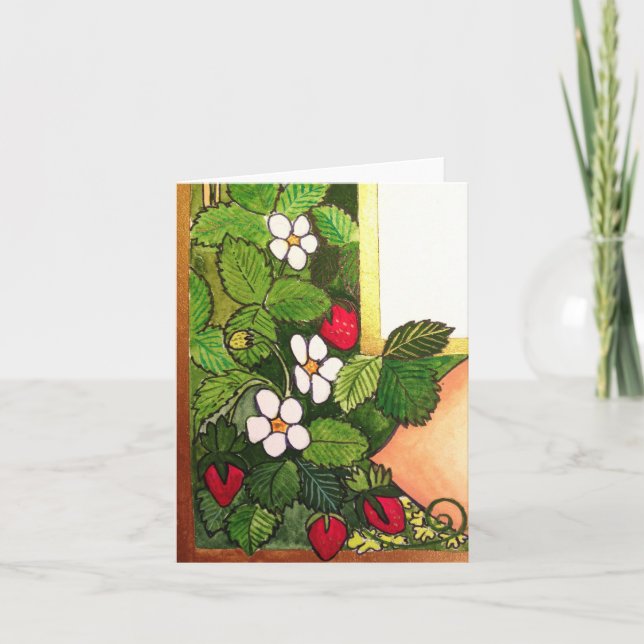 Vorfrühling-Erdbeeren Karte (Vorderseite)