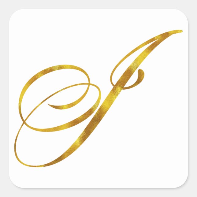 Vorgabe für Monogramm I-Imitate Gold Foil Monogram Quadratischer Aufkleber (Vorderseite)