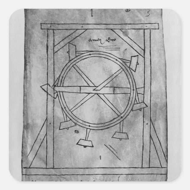 Vorgeblich ewige Bewegungsmallets und Rad Quadratischer Aufkleber (Vorderseite)
