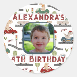 Vorgeschichtliche Gruppen farbiger Dinosaurier-Bil Runder Aufkleber