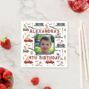 Vorgeschichtliche Gruppen farbiger Dinosaurier-Bil Serviette