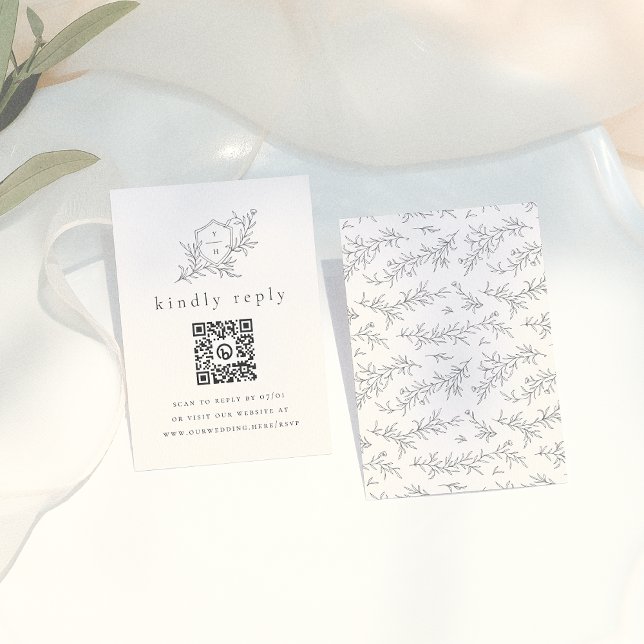 Vorgeschlagene botanische Initialen QR Code Weddin Begleitkarte (Von Creator hochgeladen)
