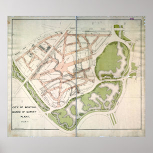 Vorgeschlagener Straßenplan für West Fenway, Bosto Poster