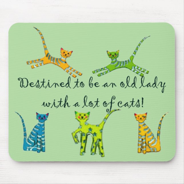 Vorgesehen, um eine alte Dame mit vielen Katzen zu Mousepad (Vorne)