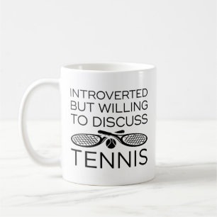 Vorgestellt, aber willens, Tennis zu diskutieren Kaffeetasse