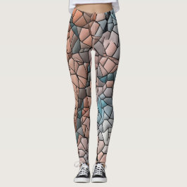 Vorgestellte Quilt-Aqua-Lachs Leggings