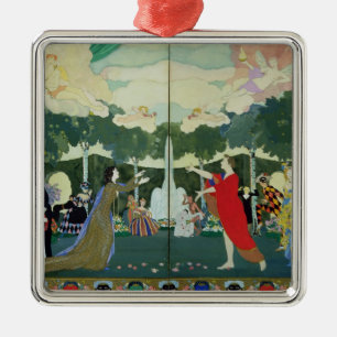 Vorhang-Entwurf für das "freie Theater" herein Silbernes Ornament