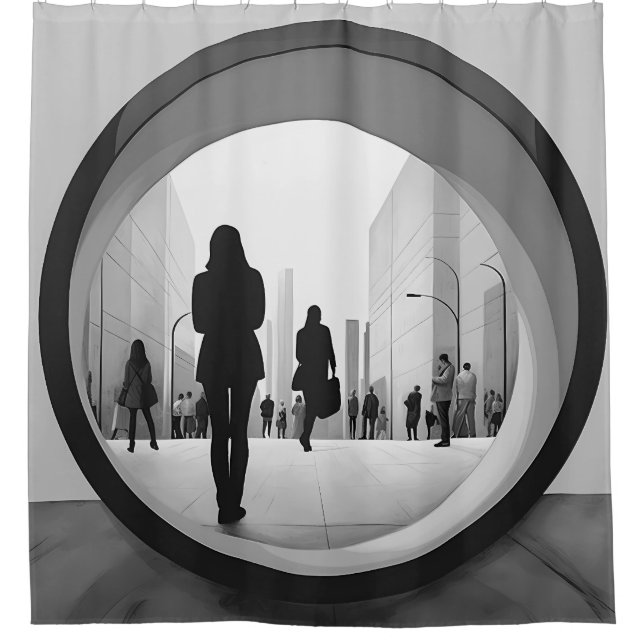 Vorhang für moderne Art Schwarz-Weiß-Dusche (Vorderseite)