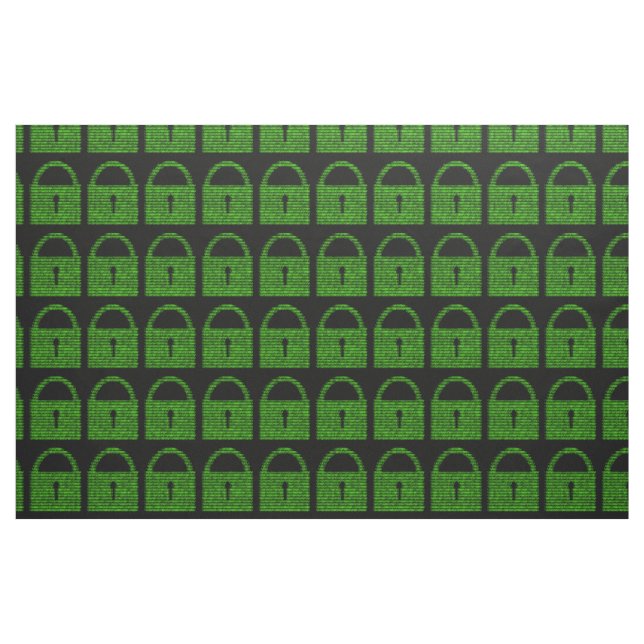 Vorhängeschloss-Computercode - Grün auf Schwarz Stoff (Fat Quarter (45,7 x 55,9 cm))