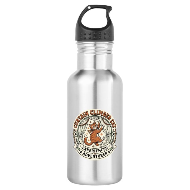 Vorhangkletterer Katze Vorhangkletterer Katze Vint Edelstahlflasche (Vorderseite)