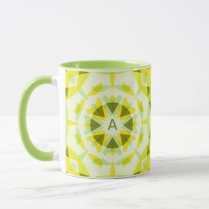 Vorher individueller Monogramm Gelber Grüner Star  Tasse