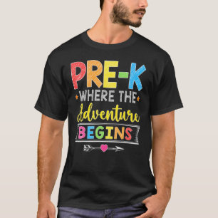 Vorher K, wo das Abenteuer beginnt Student zurück T-Shirt