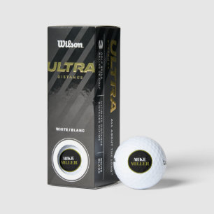 Vorher und Nachher Golfer Name schwarzes Logo Golfball