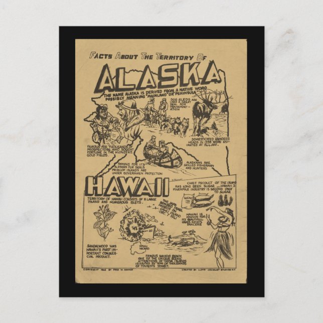 Vorher waren sie Staaten Alaska und Hawaii Postkarte (Vorderseite)