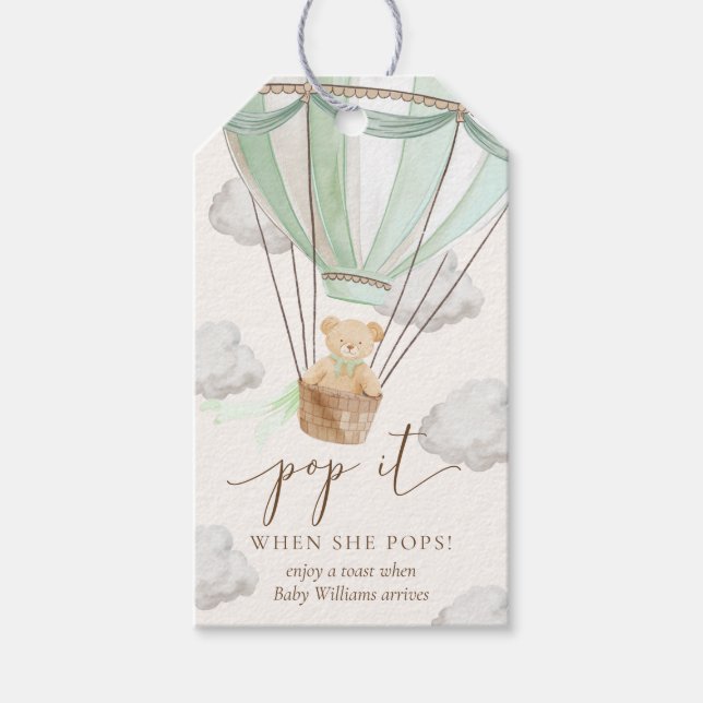 Vorher warte Teddy Bären Minze Pop es, wenn sie Po Geschenkanhänger (Vorderseite)