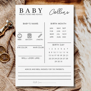 Vorhersagen Baby Shower Spiel und Ratschläge Feiertagskarte