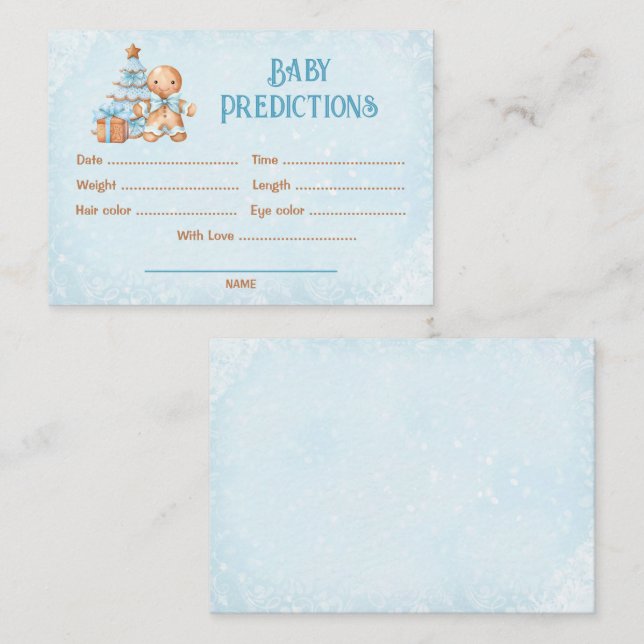 Vorhersagen Blue Christmas Boy Baby Shower Game Begleitkarte (Vorne/Hinten)