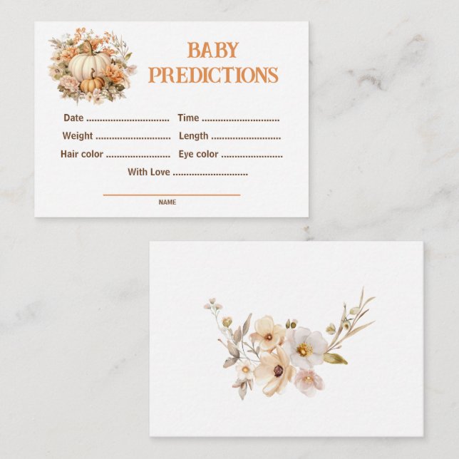 Vorhersagen Pumpkin Baby Duwer Game Begleitkarte (Vorne/Hinten)