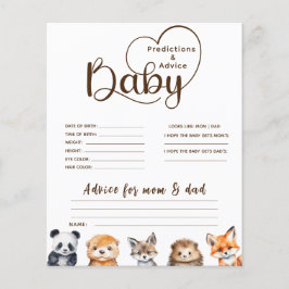 Vorhersagen und Ratschläge Tiere Baby Shower Game