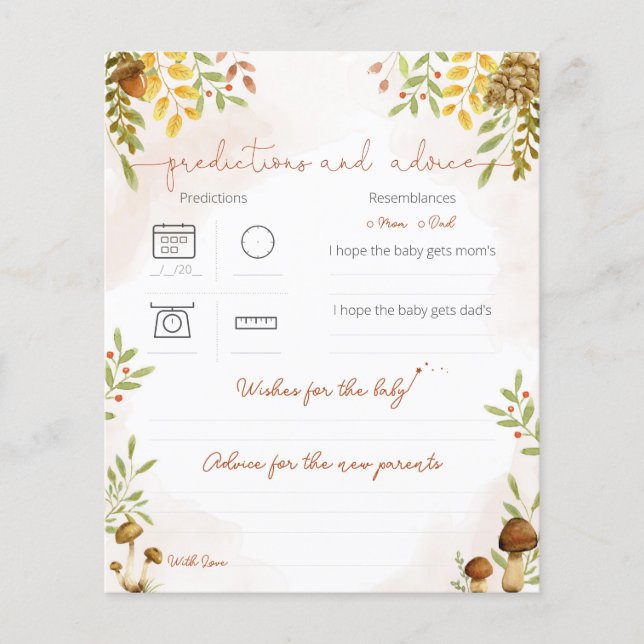 Vorhersagen und Ratschläge, Woodland Babydusche (Vorderseite)