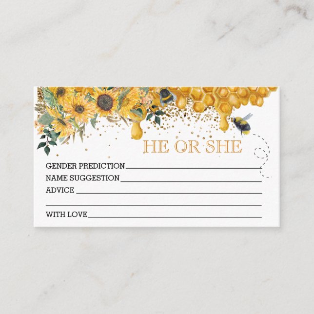 Vorhersagen von Honey Bee Gender Reveal Begleitkarte (Vorderseite)