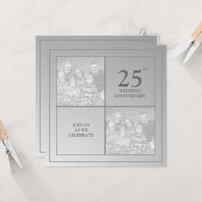 Voriges und aktuelles Foto Silberner Jahrestag Einladung (Vorderseite/Rückseite Beispiel)