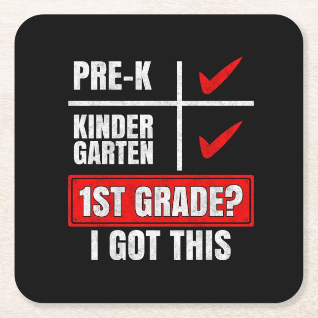 VORKINDERGARTEN 1. GRAD? ICH HABE DAS GOT RECHTECKIGER PAPPUNTERSETZER (Vorderseite)