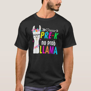 Vorkindergarten Keine Probleme Llama Blume Herz Rü T-Shirt
