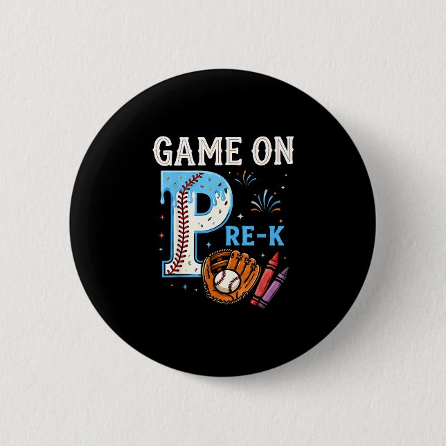 Vorkindergarten-Rückkehr zur Schule Baseball-Drip- Button (Vorderseite)