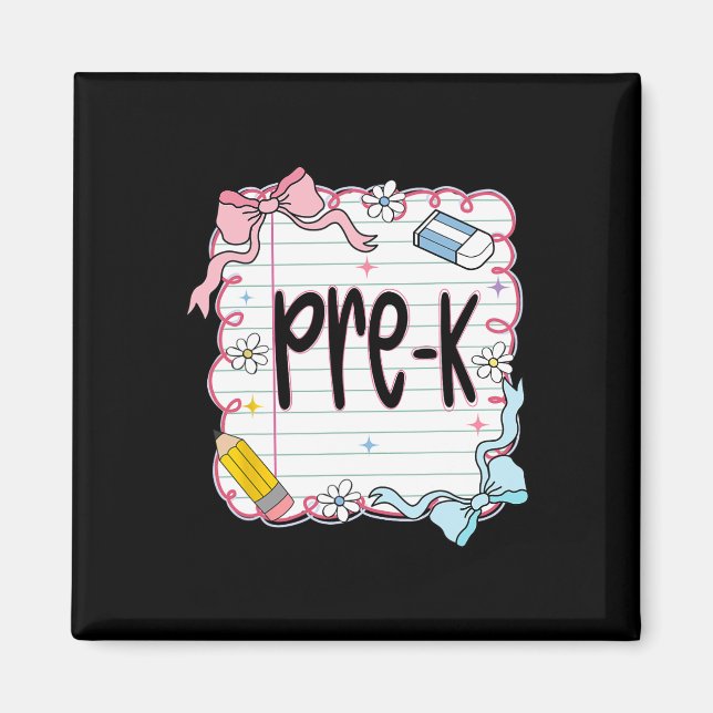 Vorkindergarten-Schule Coquette-Bow-Notebook Vorne Magnet (Vorne)