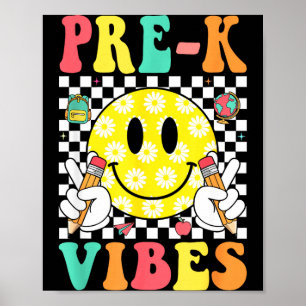Vorkindergarten-Stimmung Retro-Lächeln Gesicht Leh Poster