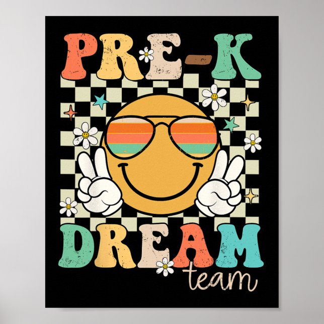 Vorkindergarten-Team Traumlehrer Retro Vorschule Z Poster (Vorne)