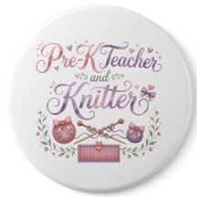 Vorkindergartener Lehrer und Stricker Pinback-Butt