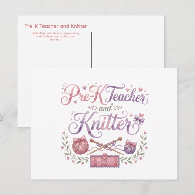 Vorklassenlehrer und Stricker | Lehrer Postkarte (Vorne/Hinten)