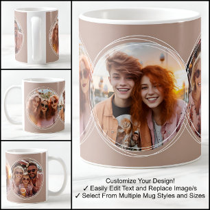 Vorlage 3 Runde Fotos Collage Braun C88 Kaffeetasse