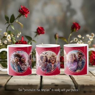 Vorlage 3 Runde Fotos Collage Rot C81 Kaffeetasse
