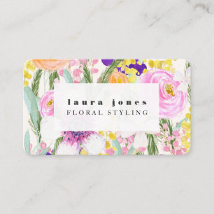 Vorlage B: Aquarellfarben-Blütenfarbe Visitenkarte