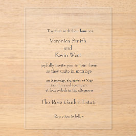 Vorlage Clear Acrylic Wedding Einladung