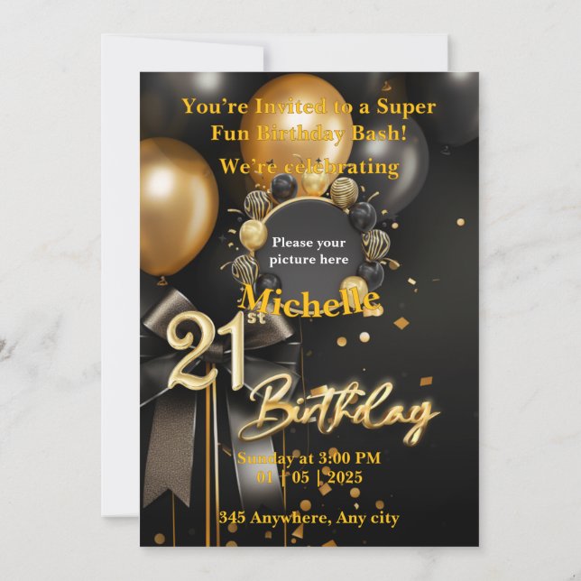 Vorlage der Einladungskarte zum 21. Geburtstag (Rückseite)