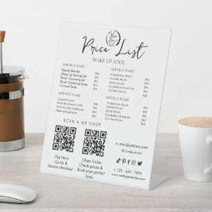 Vorlage der Preisliste für Elegante Makeup Artist Sockelschild