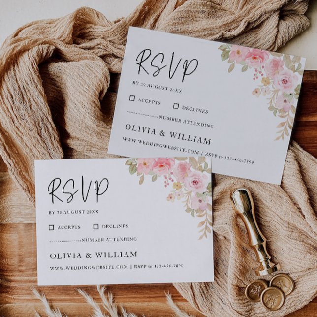 Vorlage der RSVP-Rose für Hochzeiten (Wedding Rose RSVP Card Template)