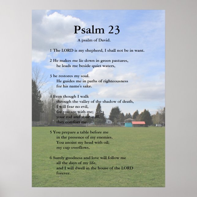 Vorlage der Schrift, Psalm 23 Poster (Vorne)