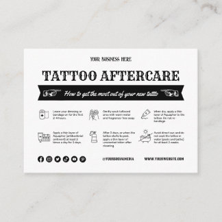 Vorlage der schwarzen Tattoo Aftercare Card mit Sy Visitenkarte